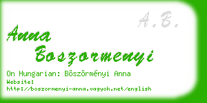 anna boszormenyi business card