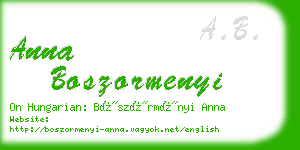 anna boszormenyi business card